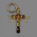Chaveiro Cruz de São Bento Dourado com Resina