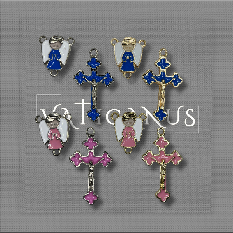 KIT CRUCIFIXO E ENTREMEIO ANJO RESINADO