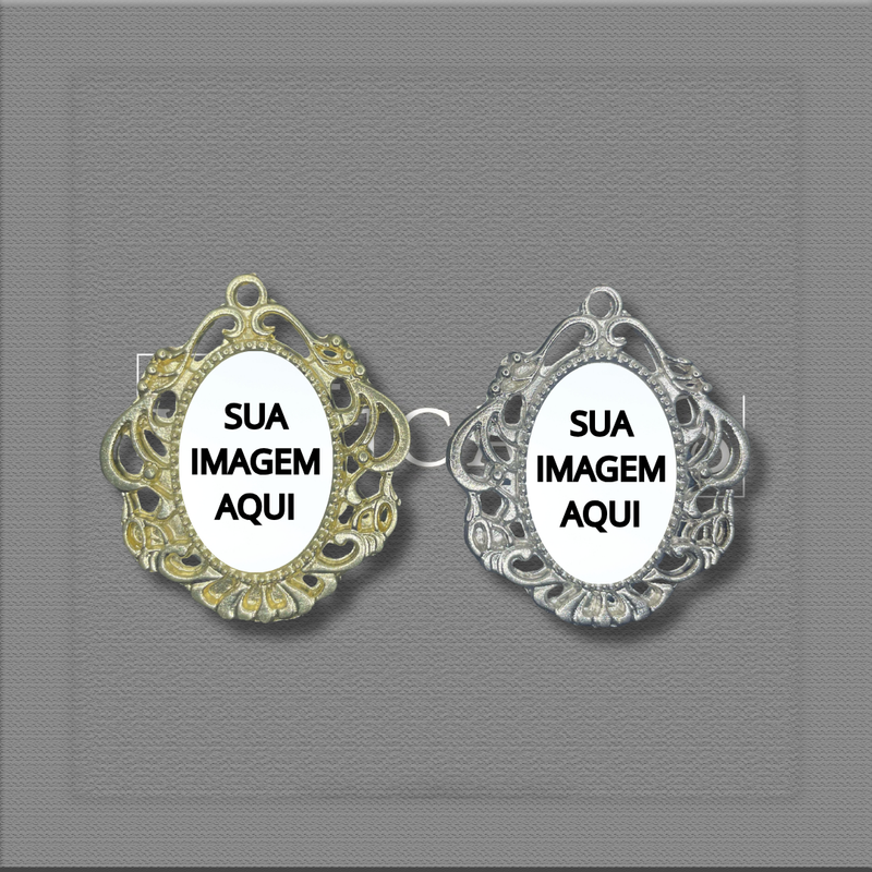 MEDALHA TIPO RELICÁRIO PERSONALIZADA 4,2 x 4cm ( PACOTE COM 5)