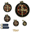 Medalha São Bento Resinada Dourada Colorida com Oração | 14mm, 18mm, 22mm, 30mm e 45mm