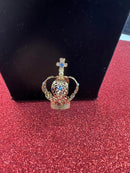 COROA ARTESANAL DOURADA DECORADA P/ IMAGENS DE 10CM A 70CM