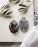 Medalha de Metal Personalizada 4x3 cm com Imagem Resinada de São Miguel Arcanjo