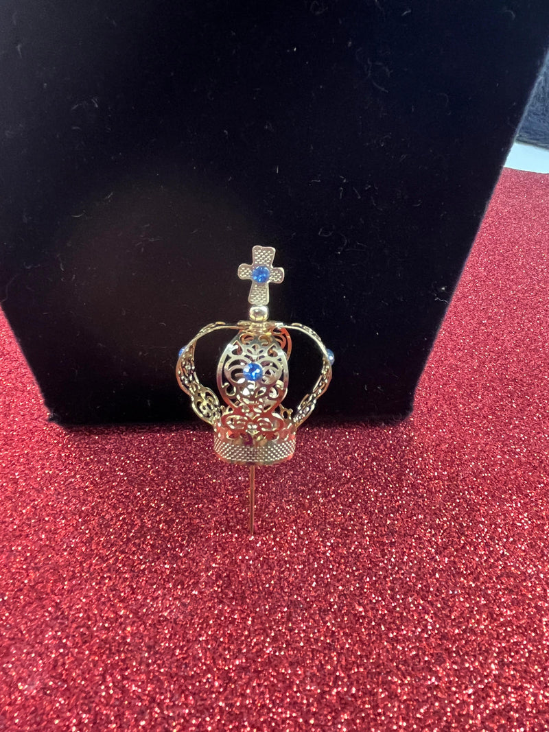 COROA ARTESANAL DOURADA DECORADA P/ IMAGENS DE 10CM A 70CM