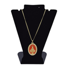Medalha Milagrosa Resinada C/ Strass Grande 4x3cm Com corrente Inox