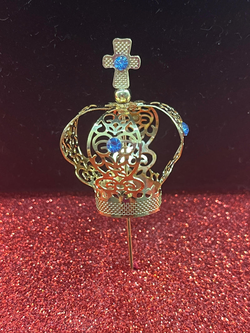 COROA ARTESANAL DOURADA DECORADA P/ IMAGENS DE 10CM A 70CM