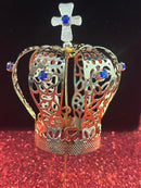 COROA ARTESANAL DOURADA DECORADA P/ IMAGENS DE 10CM A 70CM