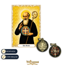 Medalha São Bento Resinada Dourada Colorida com Oração | 14mm, 18mm, 22mm, 30mm e 45mm