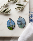 Medalha de Metal Personalizada 4x3 cm com Imagem Resinada de Nossa Senhora de Fátima