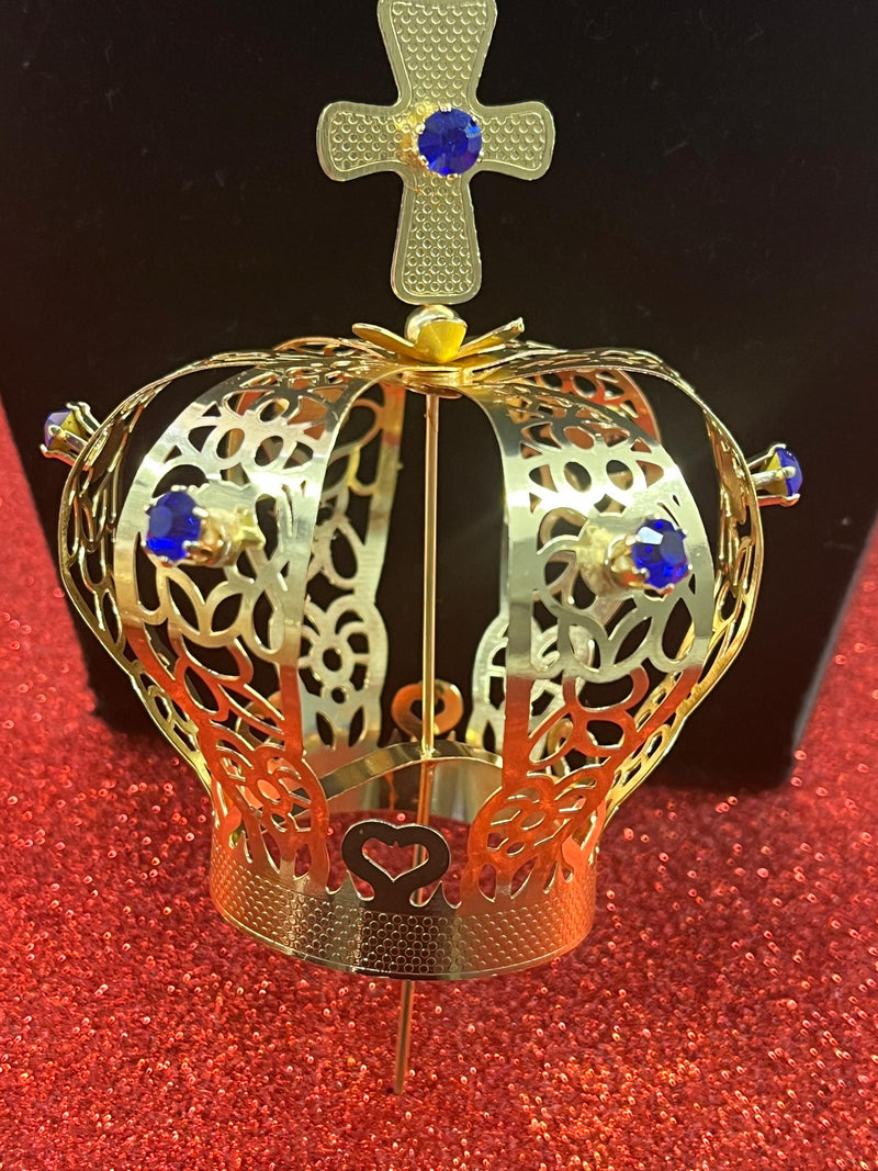 COROA ARTESANAL DOURADA DECORADA P/ IMAGENS DE 10CM A 70CM