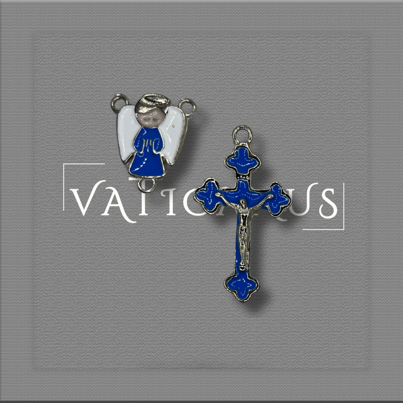 KIT CRUCIFIXO E ENTREMEIO ANJO RESINADO