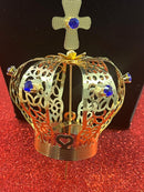 COROA ARTESANAL DOURADA DECORADA P/ IMAGENS DE 10CM A 70CM