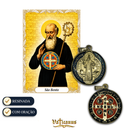 Medalha São Bento Resinada Dourada Colorida com Oração | 14mm, 18mm, 22mm, 30mm e 45mm