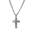 Crucifixo com oração do Pai Nosso em aço inox + corrente grossa