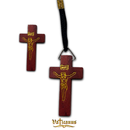 Cruz de madeira com cordão preto ( pacote com 12)