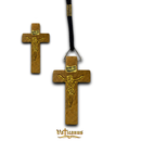 Cruz de madeira com cordão preto ( pacote com 12)