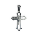 Pingente Cruz com Face de Cristo em Aço Inox