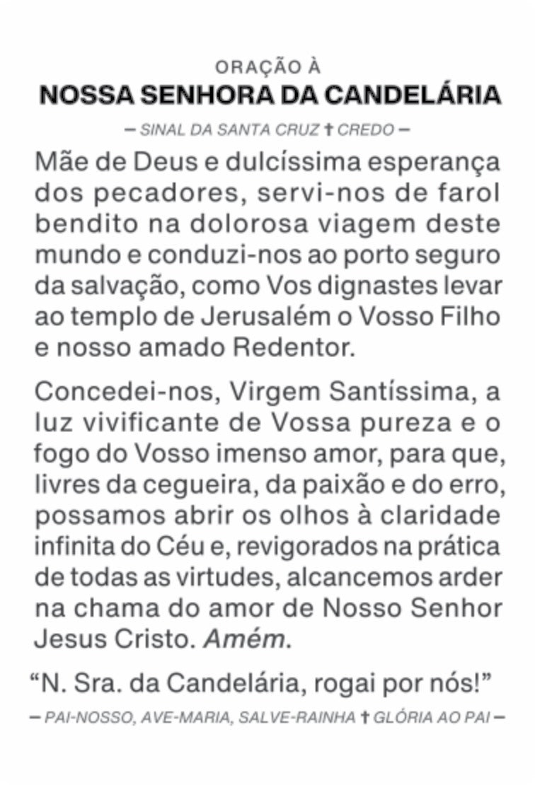 NOSSA SENHORA DA CANDELÁRIA - PACOTE C/ 100 SANTINHOS DE PAPEL