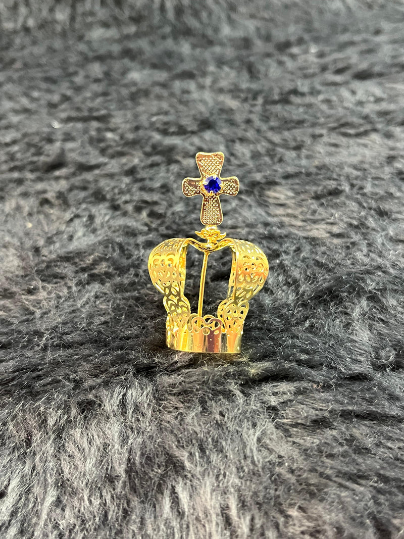 COROA ARTESANAL DOURADA DECORADA P/ IMAGENS DE 10CM A 70CM