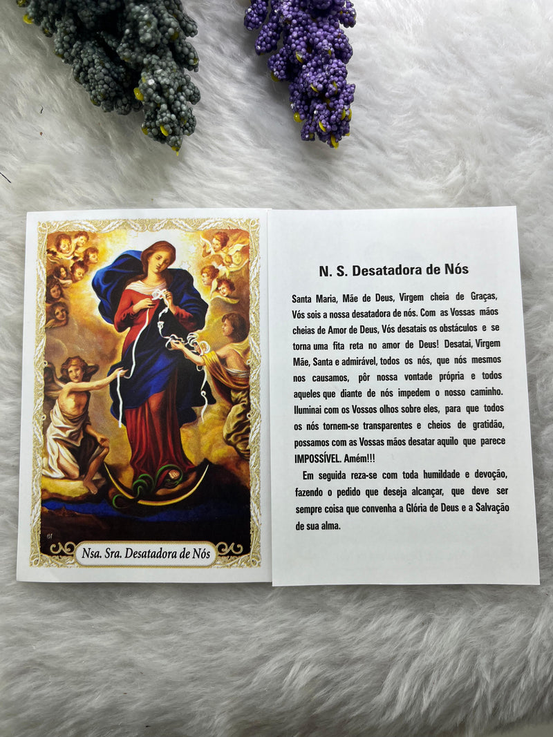 Nossa Senhora Desatadora dos Nós (pacote com 100) Santinho de papel