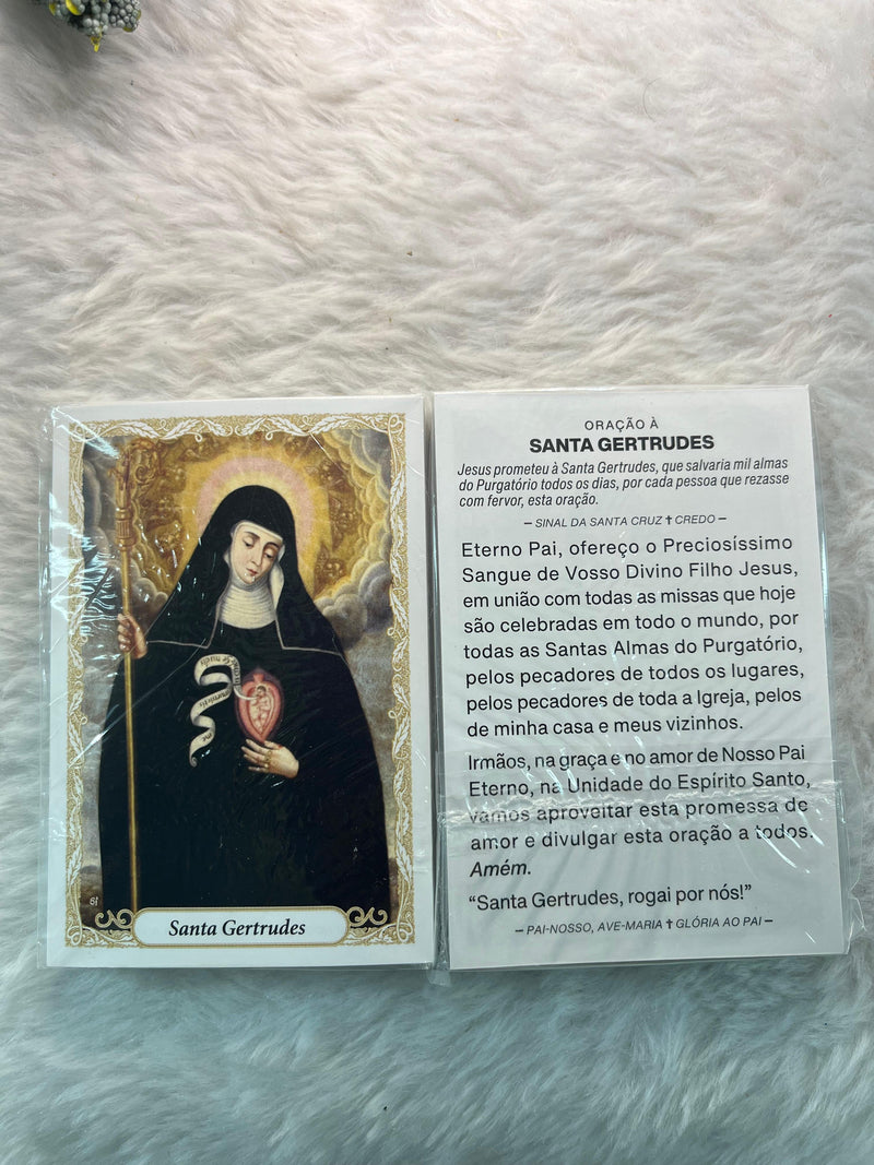 Santa Gertrudes - Pacote com 100 santinhos de papel