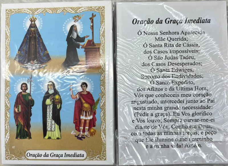 ORAÇÃO DA GRAÇA IMEDIATA - PACOTE C/100 SANTINHOS DE PAPEL