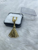 Pingente de Nossa Senhora Aparecida em Aço Inox com Strass