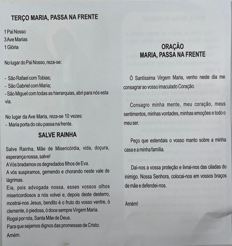 FOLHETO TERÇO MARIA PASSA NA FRENTE