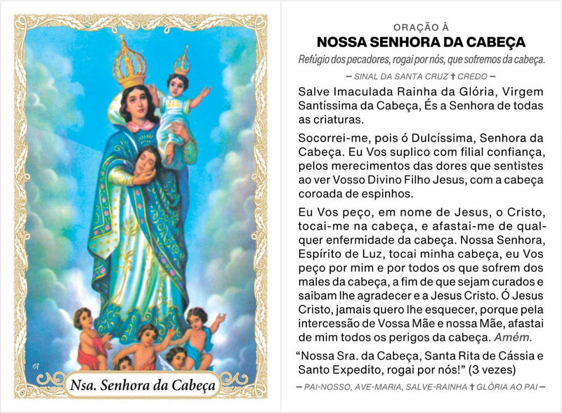 NOSSA SENHORA DAS CABEÇAS - PACOTE C/ 100 SANTINHOS DE PAPEL