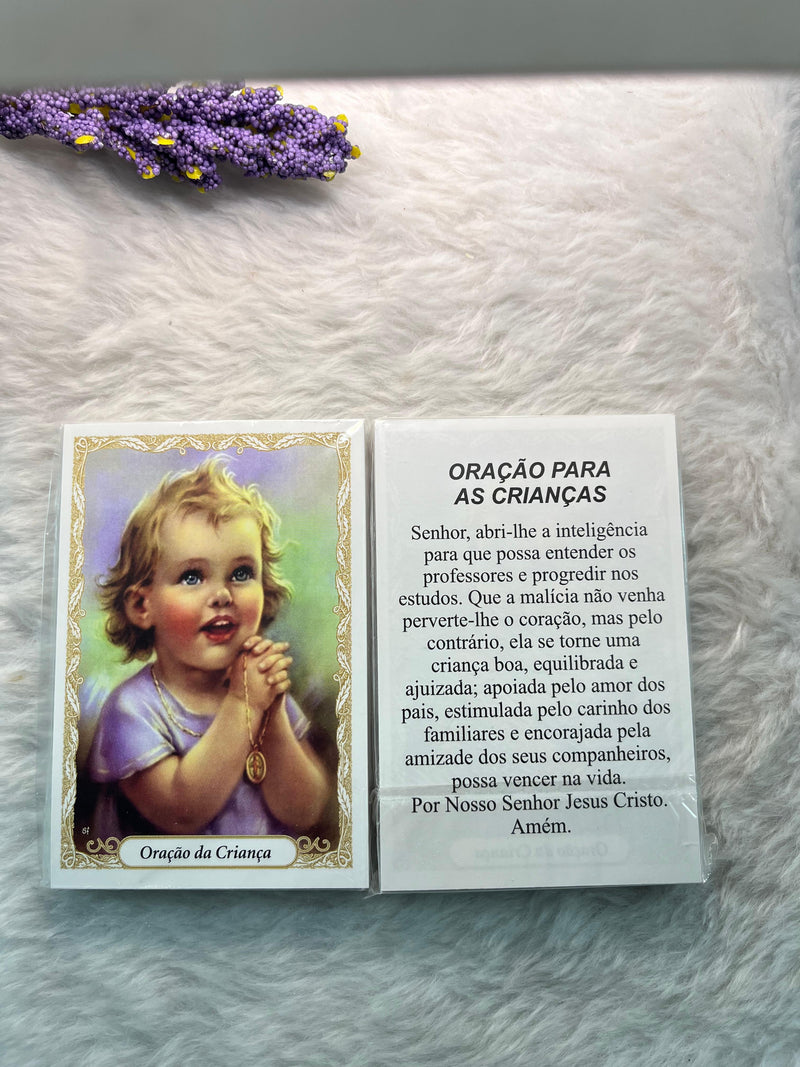 ORAÇÃO DAS CRIANÇAS - PACOTE C/ 100 SANTINHO DE PAPEL