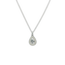 Pingente Gota com Flor e Strass com Corrente em Aço Inox