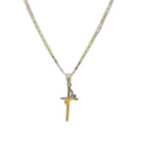 Pingente Cruz "Fé" em Aço Inox Dourado