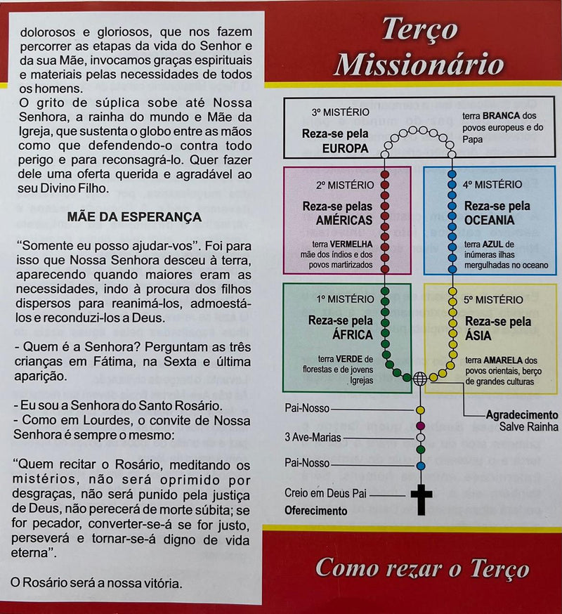 FOLHETO TERÇO MISSIONÁRIO 15 x 7