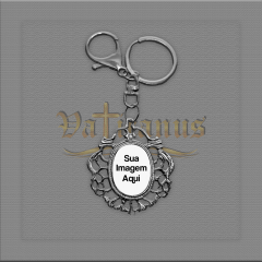 Chaveiro Mosquetão c/ MEDALHA TRABALHADA Personalizado (Pacote com 12)