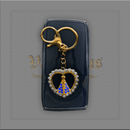 CHAVEIRO MOSQUETÃO FORM.CORAÇÃO N.SRA. APARECIDA C/STRASS