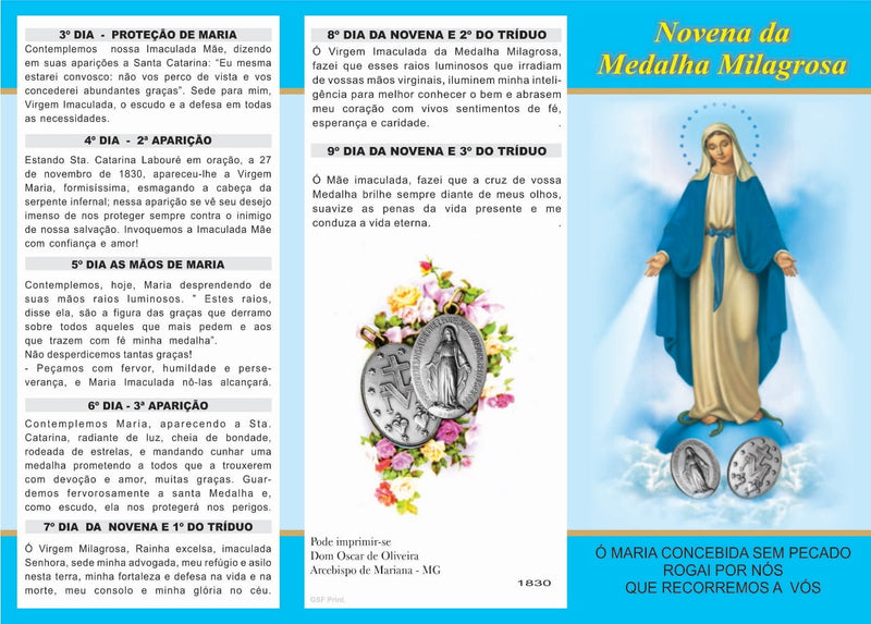 Folheto novena da medalha Milagrosa 15 x 21cm