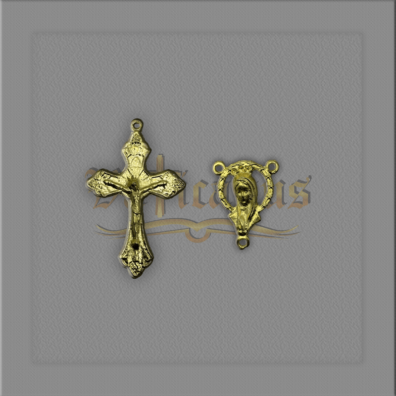 KIT CRUZ COM UVA 4cm x 2,8cm E ENTREMEIO NOSSA SENHORA 2,3cm x 1,9cm