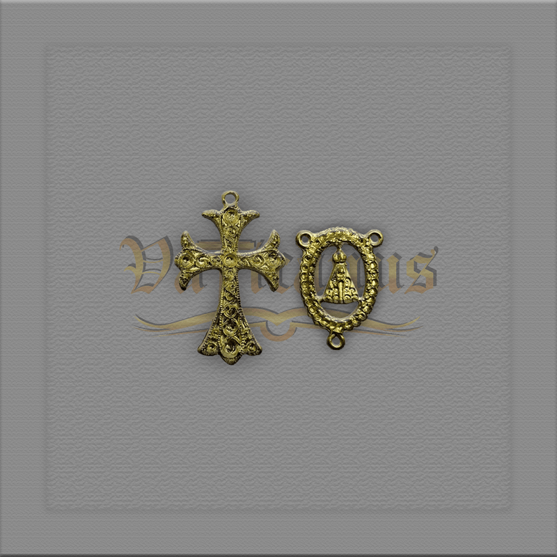 Kit cruz e entremeio Nossa Senhora Aparecida para montagem de terço de noiva