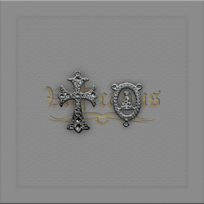 Kit cruz e entremeio Nossa Senhora Aparecida para montagem de terço de noiva