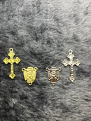 KIT CRUCIFIXO 3,5 x 2,2CM E ENTREMEIO ANJO 2 X 1,5CM (PAR)