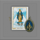 Medalha Milagrosa Resinada C/ Strass Grande 4x3cm Com corrente Inox