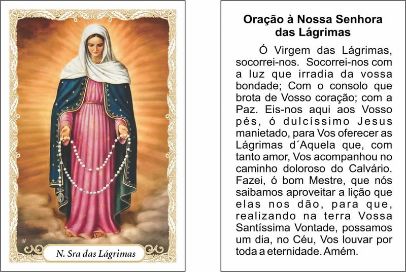 NOSSA SENHORA DAS LÁGRIMAS - PACOTE C/ 100 SANTINHOS DE PAPEL