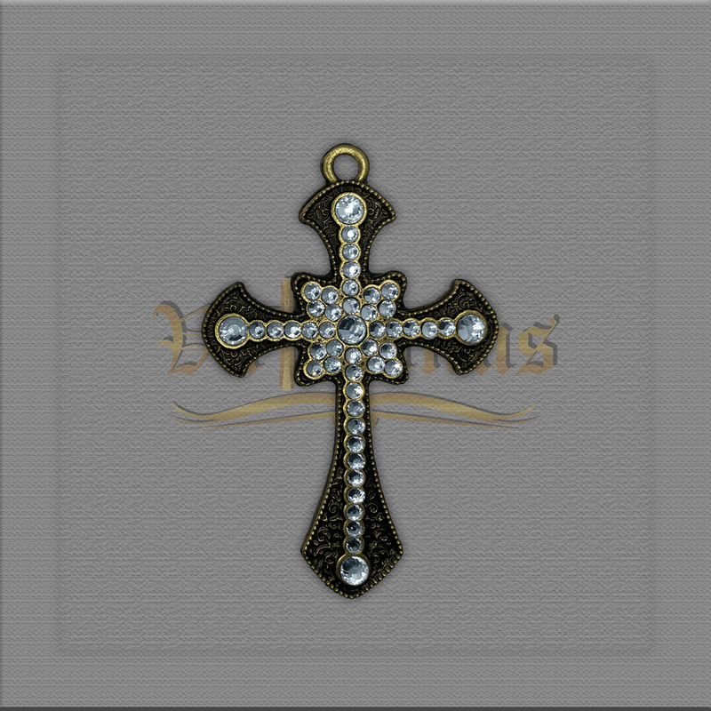 CRUZ COM STRASS PARA TERÇOS DE NOIVA 7,5 X 5 CM