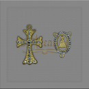 KIT PARA TERÇOS CRUZ 4,5 x 3cm E ENTREMEIO 3 CM X 2 CM DOURADO COM STRASS