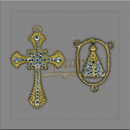 KIT PARA TERÇOS DE NOIVA CRUZ 7,5 X 5 CM E ENTREMEIO 4,5 X 3CM DOURADO