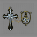 KIT PARA TERÇOS DE NOIVA CRUZ 7,5 X 5 CM E ENTREMEIO 4,5 X 3CM DOURADO