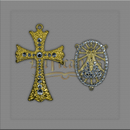 KIT PARA TERÇOS DE NOIVA DOURADO CRUZ 7,5cm x 5cm E ENTREMEIO 4 X 2,9CM