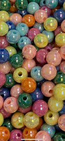 BOLA LEITOSA IRISADA PASSANTE 08MM EM ACRÍLICO (PACOTE COM 50G)