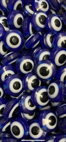 BOLINHA C/ FURO PASSANTE OLHO GREGO 10MM EM RESINA ( PACOTE COM 100 PÇS)