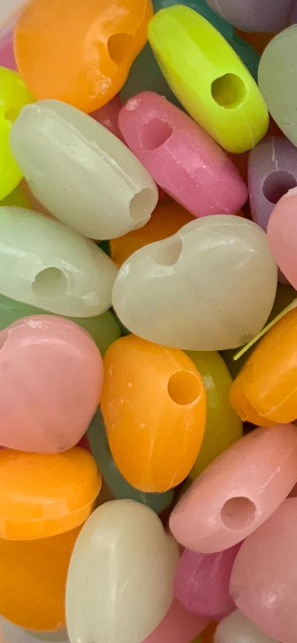 Passante CORAÇÃO REDONDO FLUORESCENTE 07MM Infantil PASSANTE (PACOTE COM 50GR)