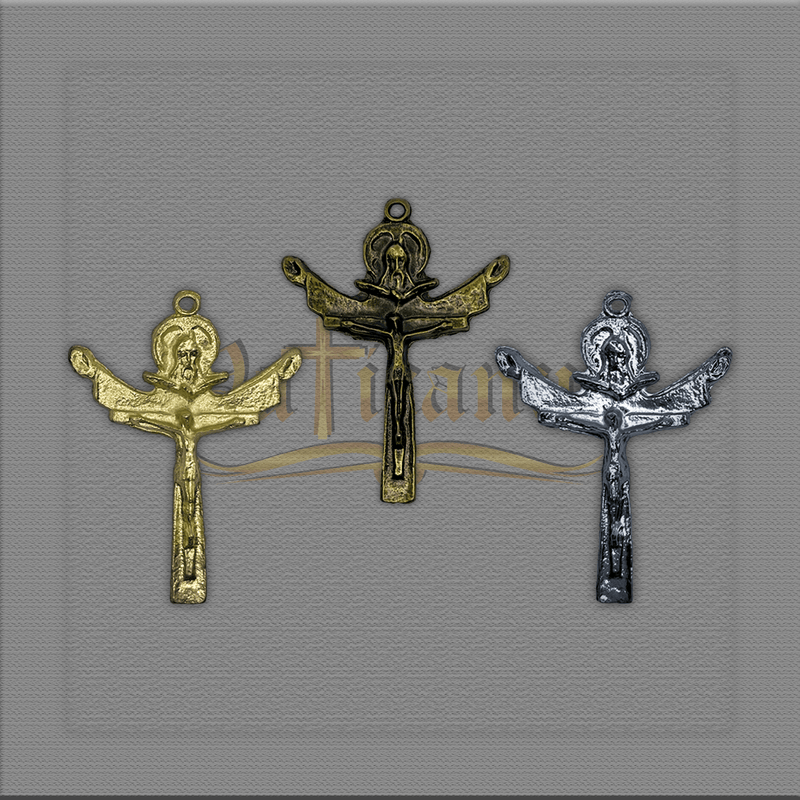 Crucifixo Santíssima Trindade 4,5cm x 3,3cm para montagem de terços